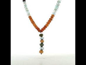 Smoky Quartz Natural, Citrine, Aqua, Spessartite, and Green Tourmaline Necklace