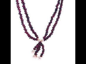 Natural Garnet Tyre with Pearl Gemstone Handmade Necklace