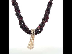 Natural Garnet Mani & Pearl Twisted Gemstone Necklace