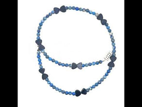 Natural Sodalite Ball with Silver Sunstone Heart Gemstone Necklace