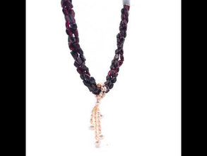 Natural Garnet with Smooth Pearl Gemstone Necklace