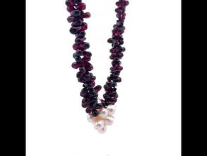 Natural Garnet Drop & Pearl Oval Gems Handmade Necklace