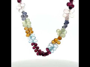 Natural Prehnite Citrine Swiss Blue Topaz Rhodolite Rose Quartz Iolite Gemstone Necklace