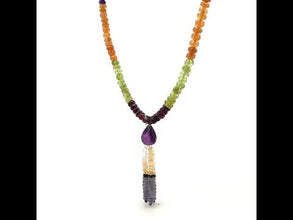 Multi Semiprecious Natural, Citrine, Tanzanite, Peridot, and Amethyst Gemstone Necklace