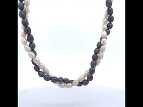 Classic White & Grey Twisted Plain Pearl Necklace
