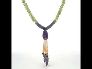Peridot Natural, Citrine, Tanzanite, and Amethyst Necklace