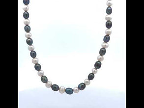 Timeless Two-Tone White and Grey Plain Pearl Necklace