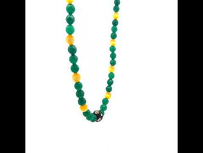 Handmade Green Yellow Glass Facet 6mm Ball Necklace