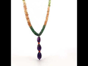 Citrine Natural, Amethyst, Peridot, Spessartite Garnet, and Tsavorite Necklace