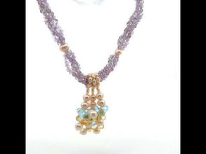 Natural Amethyst Swiss Blue Topaz Peridot Citrine Pearl Gemstone Necklace