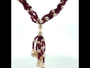 Natural Garnet Plain Ball & Pearl Gemstone Handmade Necklace