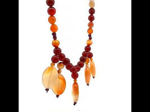 Natural Carnelian Ball Semiprecious Gemstone Necklace