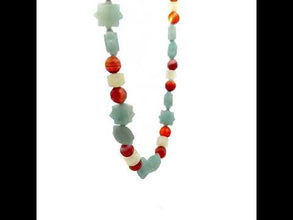Natural Jade Rondelle Facet Bead & Agate Gemstone Necklace