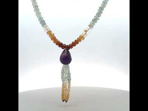 Iolite Natural, Peridot, Citrine, Aquamarine, Spessartite, and Amethyst Necklace
