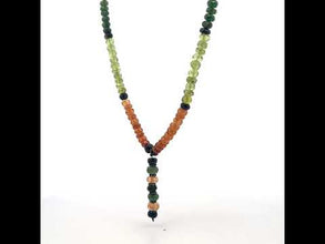 Peridot Natural, Tsavorite, Black Tourmaline, and Spessartite Garnet Necklace