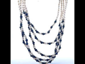 Multi Layered Classic Pearl with Lapis Lazuli Twisted Necklace