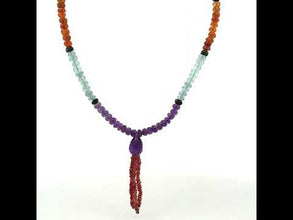 Spessartite Natural, Aquamarine, Amethyst, Peridot, and Garnet Necklace