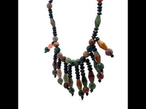 Natural Jasper & Tourmaline Rondelle Facet Beads Semiprecious Necklace