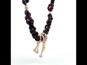 Natural Garnet Mani & Pearl Plain Twisted Gemstone Necklace