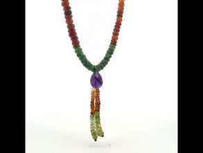 Aquamarine Natural, Spessartite, Tanzanite, Tsavorite, Citrine, Peridot, and Amethyst Necklace
