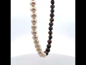Pearl White Brown Plain Ringed Pearl Necklace