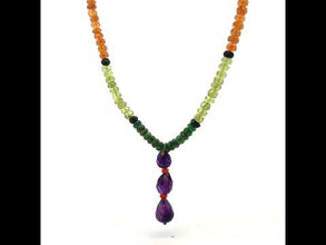 Spessartite Garnet Natural, Amethyst, Peridot, and Tsavorite Necklace