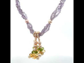 Natural Amethyst Pearl Citrine Peridot Gemstone Crafted Necklace