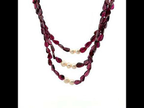 Natural Garnet Pear & Pearl Layered Gemstone Necklace