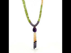 Citrine Natural, Tanzanite, Peridot, and Amethyst Necklace