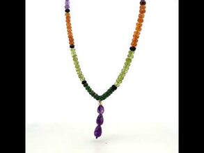 Tsavorite Natural, Black Tourmaline, Peridot, Spessartite, and Amethyst Necklace
