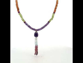 Pink Tourmaline Natural, Spessartite, Amethyst, Peridot, Aqua, and Citrine Necklace