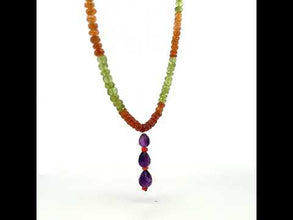 Spessartite Natural, Amethyst, Peridot, and Citrine Gemstone Necklace