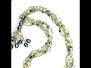 Natural Peridot Round Plain & Pearl Birth Gemstone Necklace