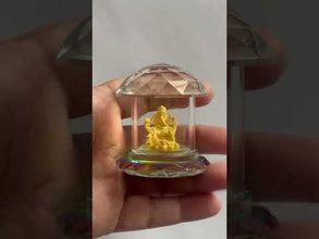 Gold Surface 24K Lord Ganesha Idol in Prism Crystal Mushroom Temple – Vastu-Positive Home Temple Showpiece for Protection, Blessings & Prosperity