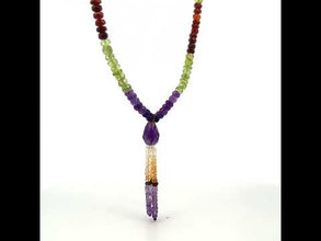 Citrine Natural, Amethyst, Peridot, and Spessartite Garnet Necklace