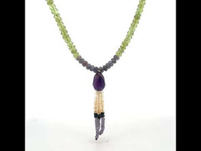 Tanzanite Natural, Citrine, Peridot, Black Tourmaline, and Amethyst Necklace