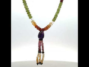 Citrine Natural, Iolite, Peridot, Spessartite, Pink Tourmaline, and Amethyst Necklace