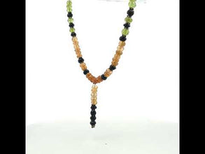 Black Tourmaline Natural, Citrine, and Peridot Gemstone Necklace