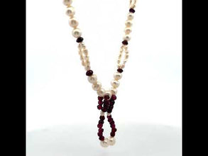 Natural Garnet Rondelle & Pearl Gemstone Crafted Necklace