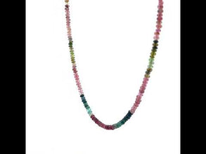 Natural Multi Tourmaline Plain Rondelle Gemstone Necklace Jewelry