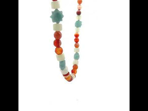 Natural Agate with Green Jade Rondelle Facet Beads Gemstone Necklace