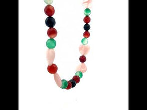 Natural Rose Quartz 16mm Heart with Agate Facet Ball Necklace