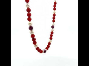 Natural Coral & Garnet Pearl Chakras Gemstone Necklace