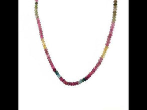 Natural Multi Tourmaline Rondelle Facet Cut Beads Gemstone Necklace
