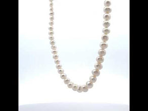 Pearl White Ringed Plain June Birthstone Necklace