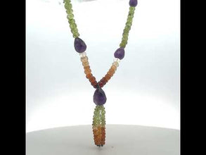 Natural  Citrine, Spessartite Garnet, Peridot and Amethyst Necklace