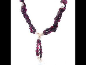 Natural Garnet Button with Pearl Oval Smooth Gemstone Necklace