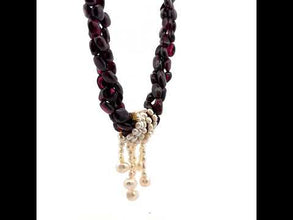 Natural Garnet Mani & Mixed Pearl Twisted Gemstone Necklace