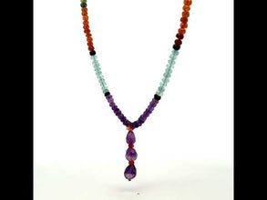 Aquamarine Natural, Peridot, Spessartite Garnet, and Amethyst Necklace