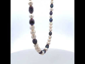 Elegant Two-Tone White and Grey Plain Pearl Necklace